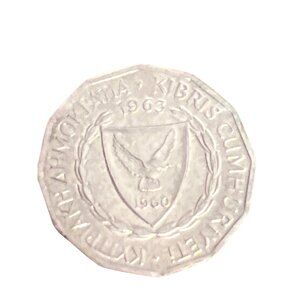 1963 Cyprus 1 Mil Coin With Dove & Wreath Design